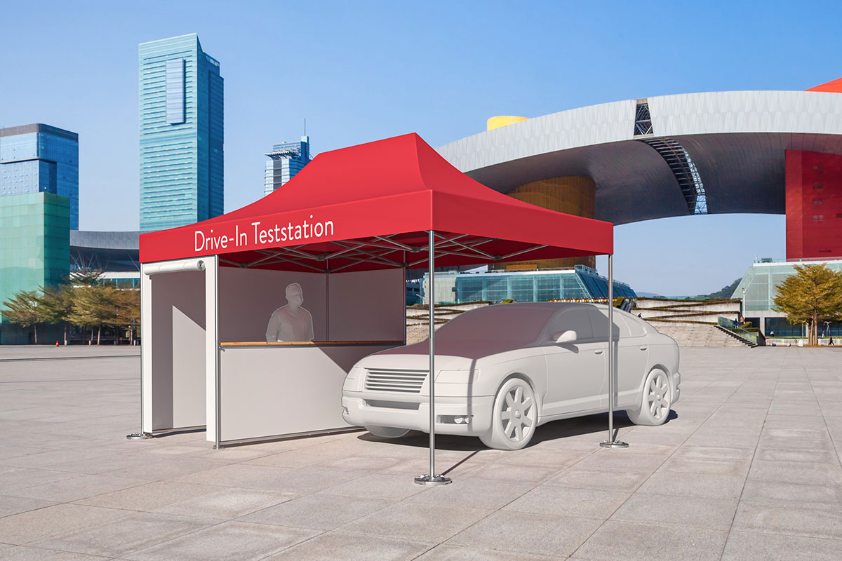 Application example of the Pro-Tent Drive-Thru Station