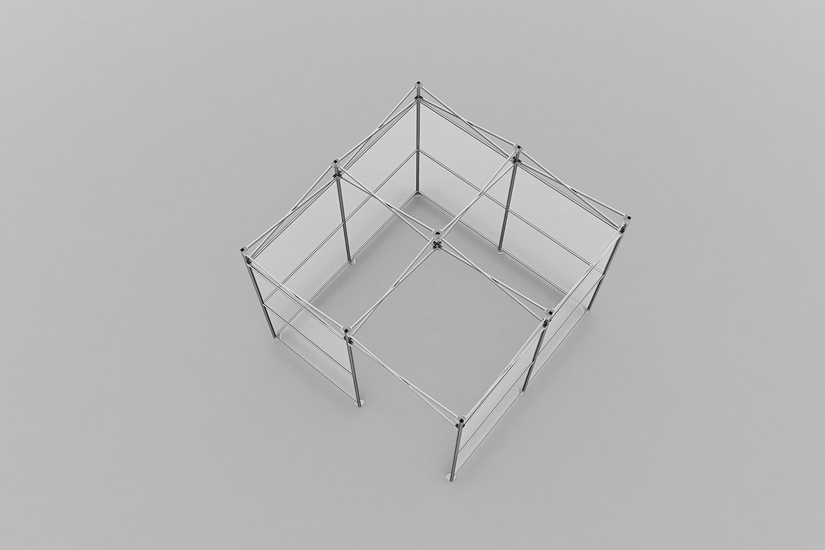 Das Raum-in-Raum-Modul von Pro-Tent aus der Vogelperspektive