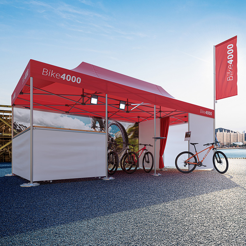 A promotion tent by Bike4000 is ideal for displaying different types of bicycles.