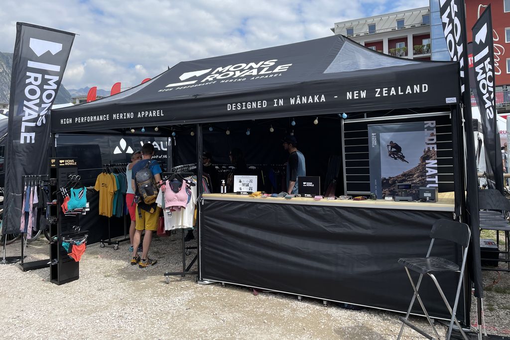 Sportswear manufacturer Mons Royale using an outdoor exhibition stand from Pro-Tent.