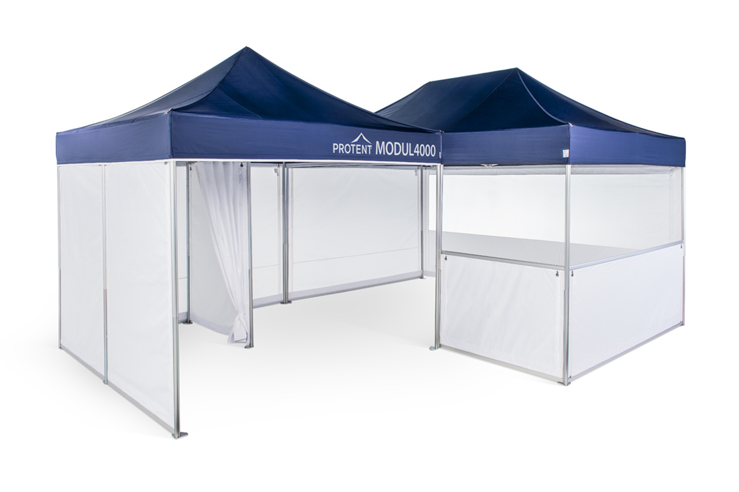 The folding tent modular system can be individually extended at any time