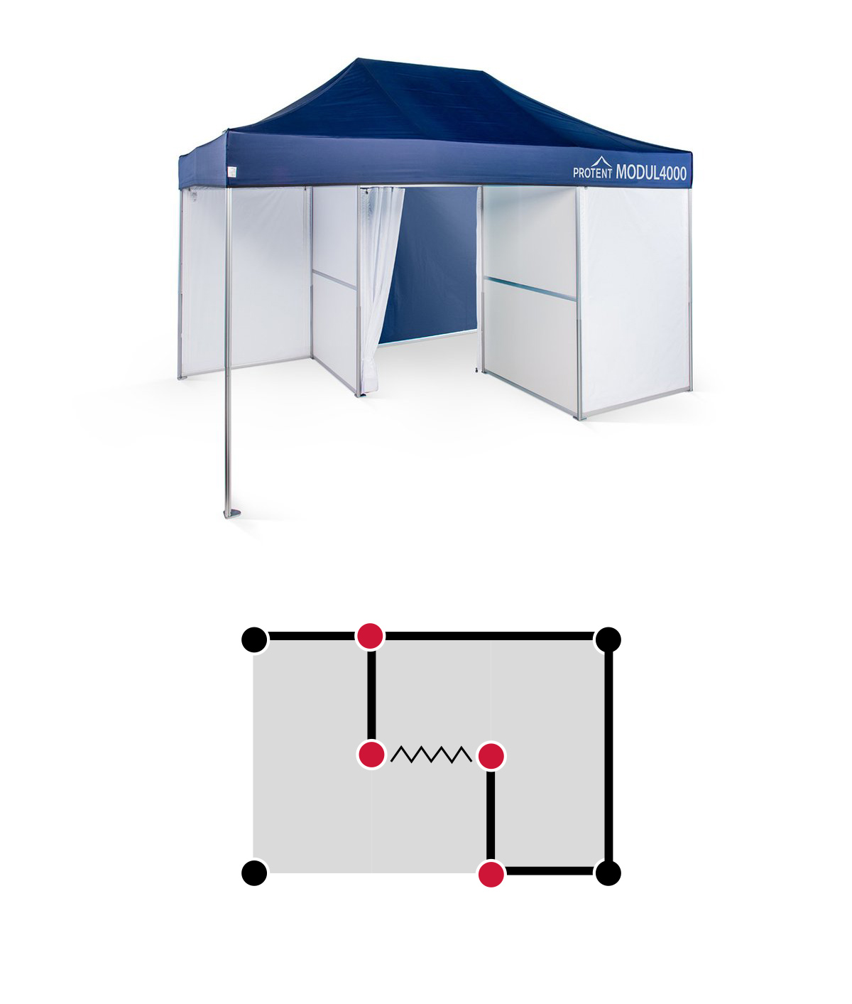 1. Exemple d’espace : un système de tente pliante unique, pour chaque usage
