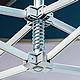 A close-up of the gable spring in the roof frame of Pro-Tent weatherproof folding tents.