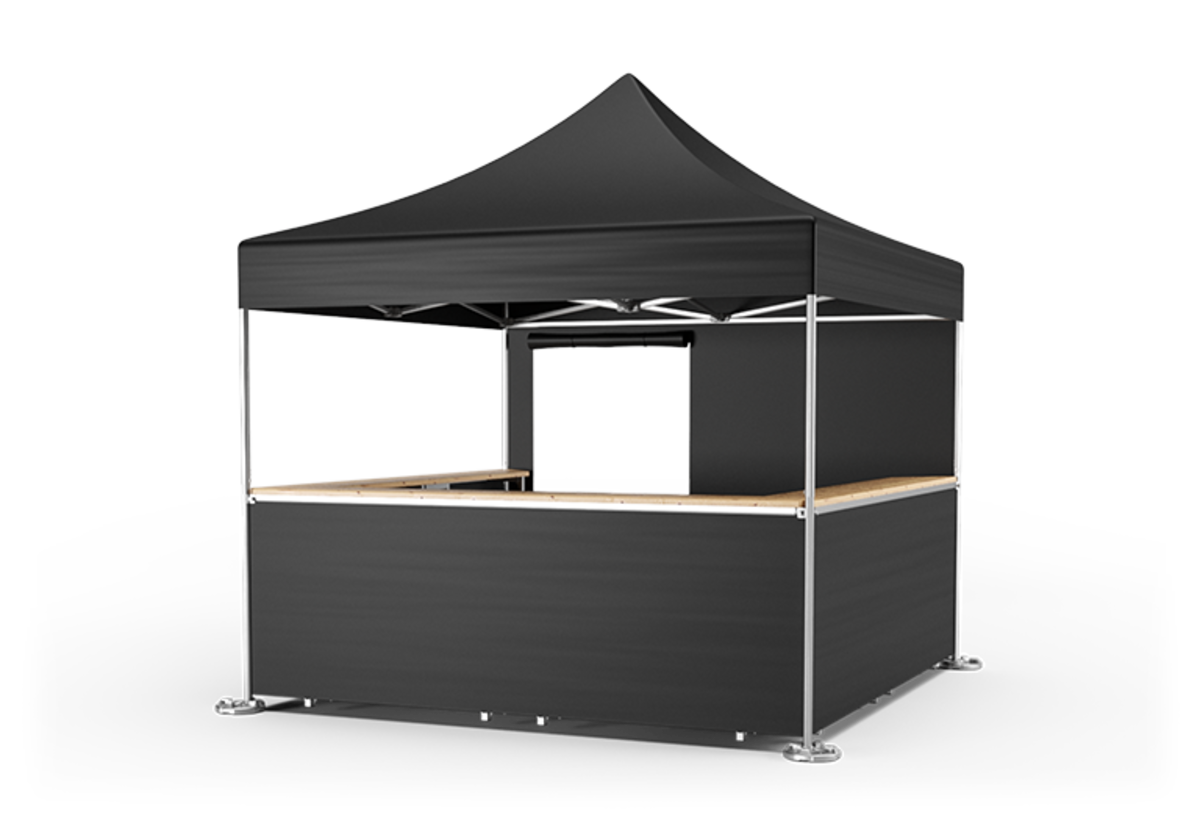 The best-selling street food tent is the Pro-Tent MODUL 4000 in 3 x 3 m.