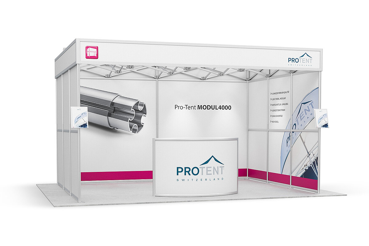 Stand construction system – module type E: linear stand 12.0 m²