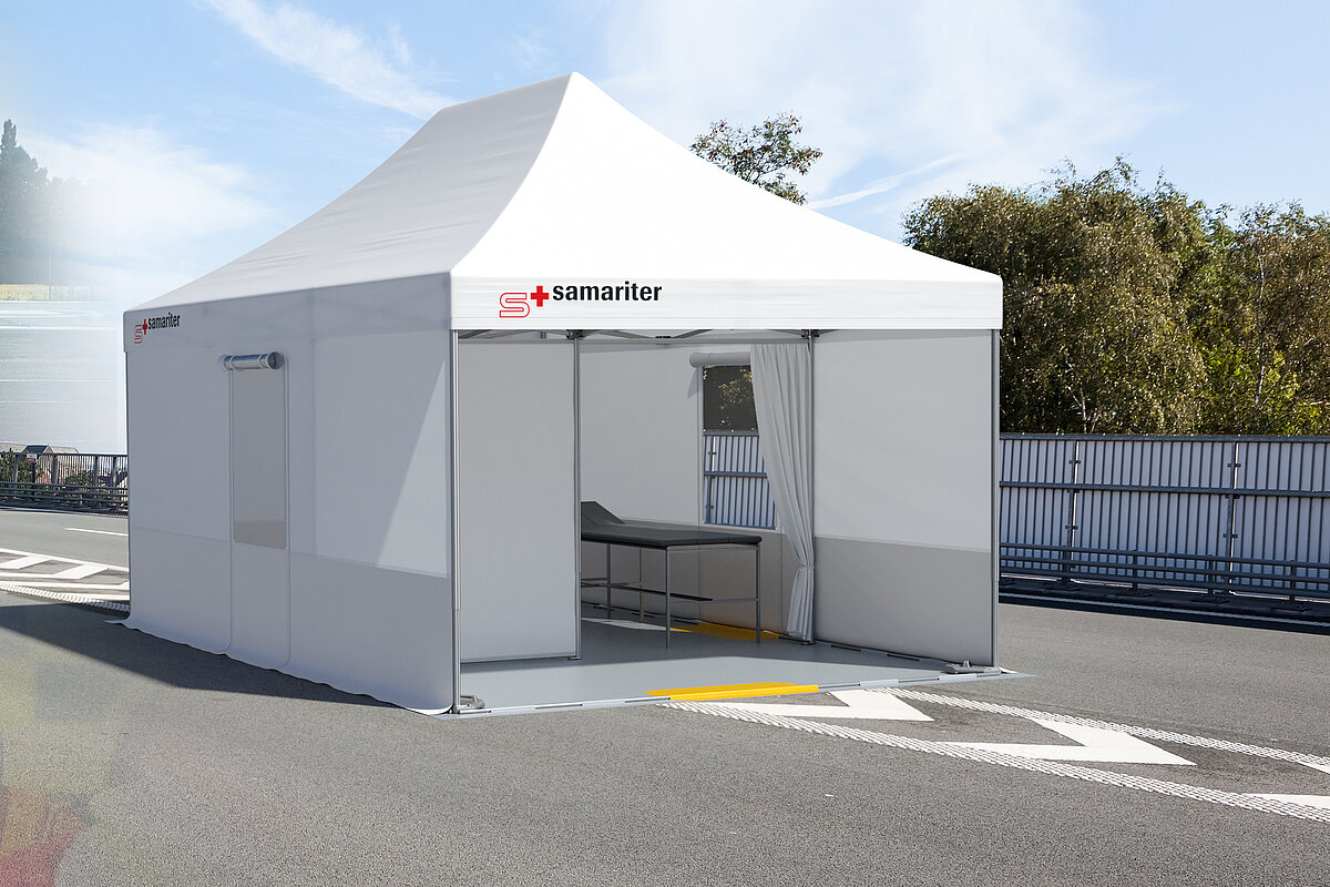 Ein Pro-Tent 5000 Rescue kommt als Rettungszelt bei den Samaritern zum Einsatz.