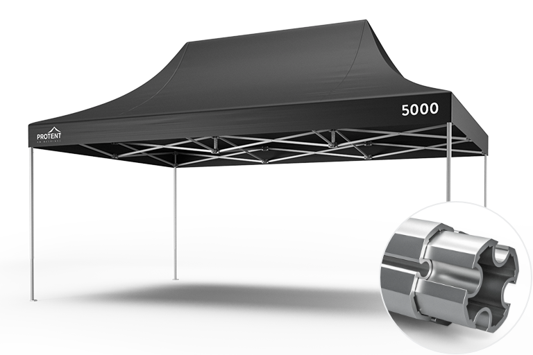 Ein Pro-Tent 5000 Faltzelt, gefertigt aus Hightech-Materialien.