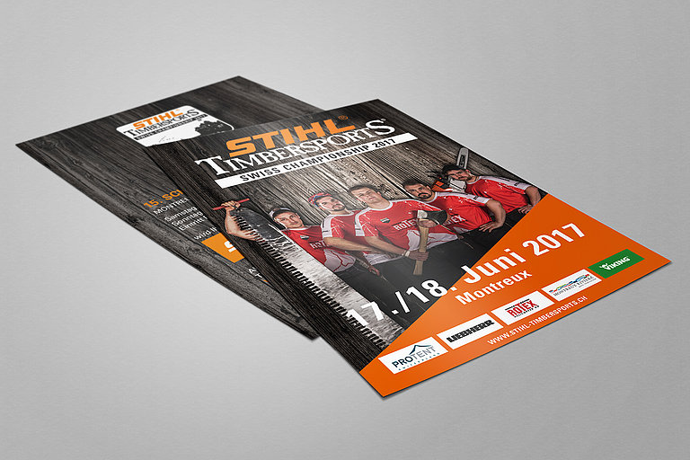 A flyer of the Stihl Timbersports Swiss Championship 2017