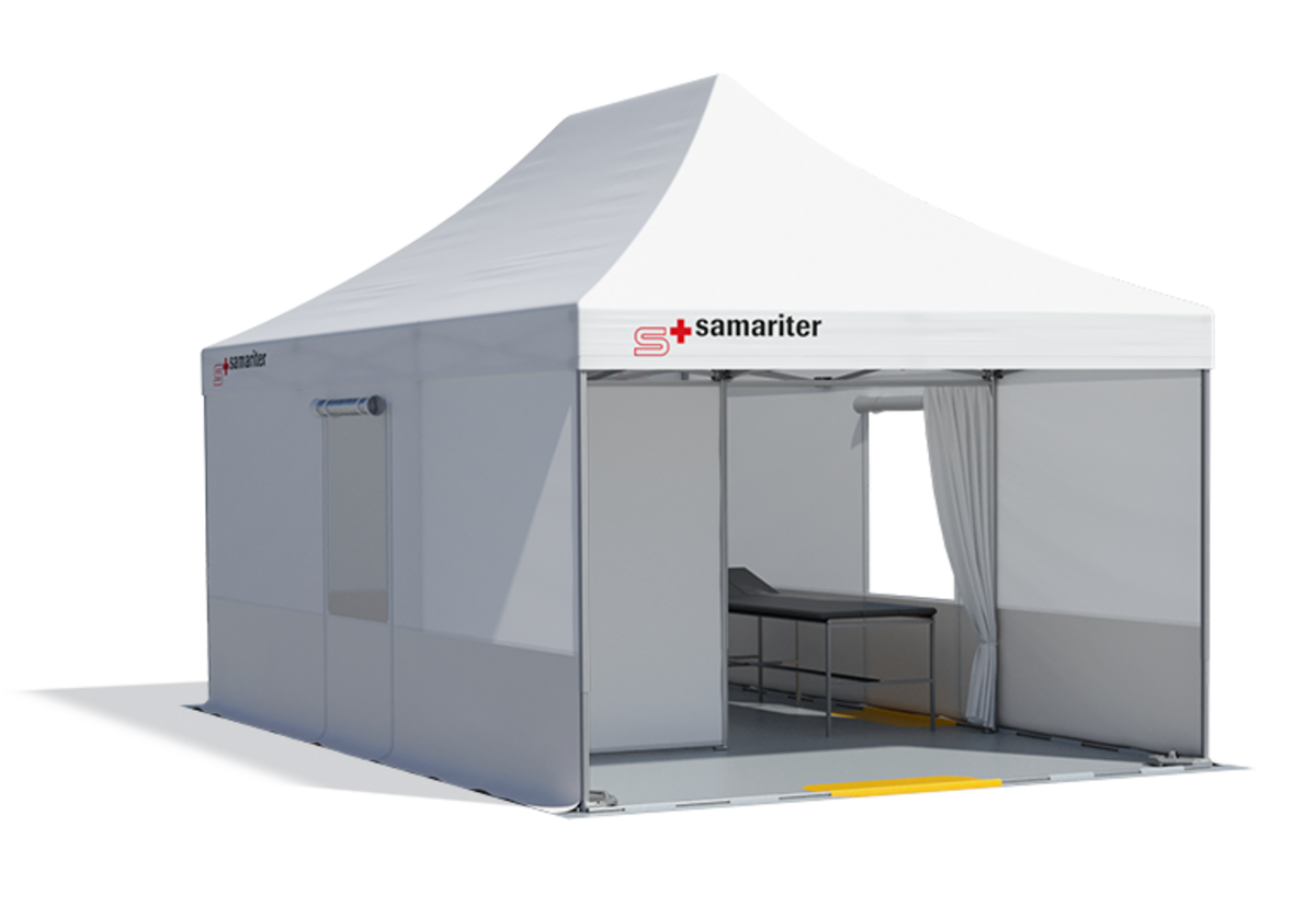 Eine Pro-Tent 5000 Rescue wird von den Samaritern bei einem Notfall eingesetzt.