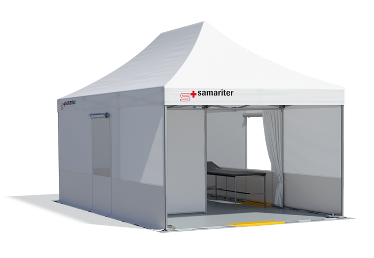 Une tente Pro-Tent 5000 Rescue en utilisation par l’Alliance suisse des samaritains lors d’une situation d’urgence.