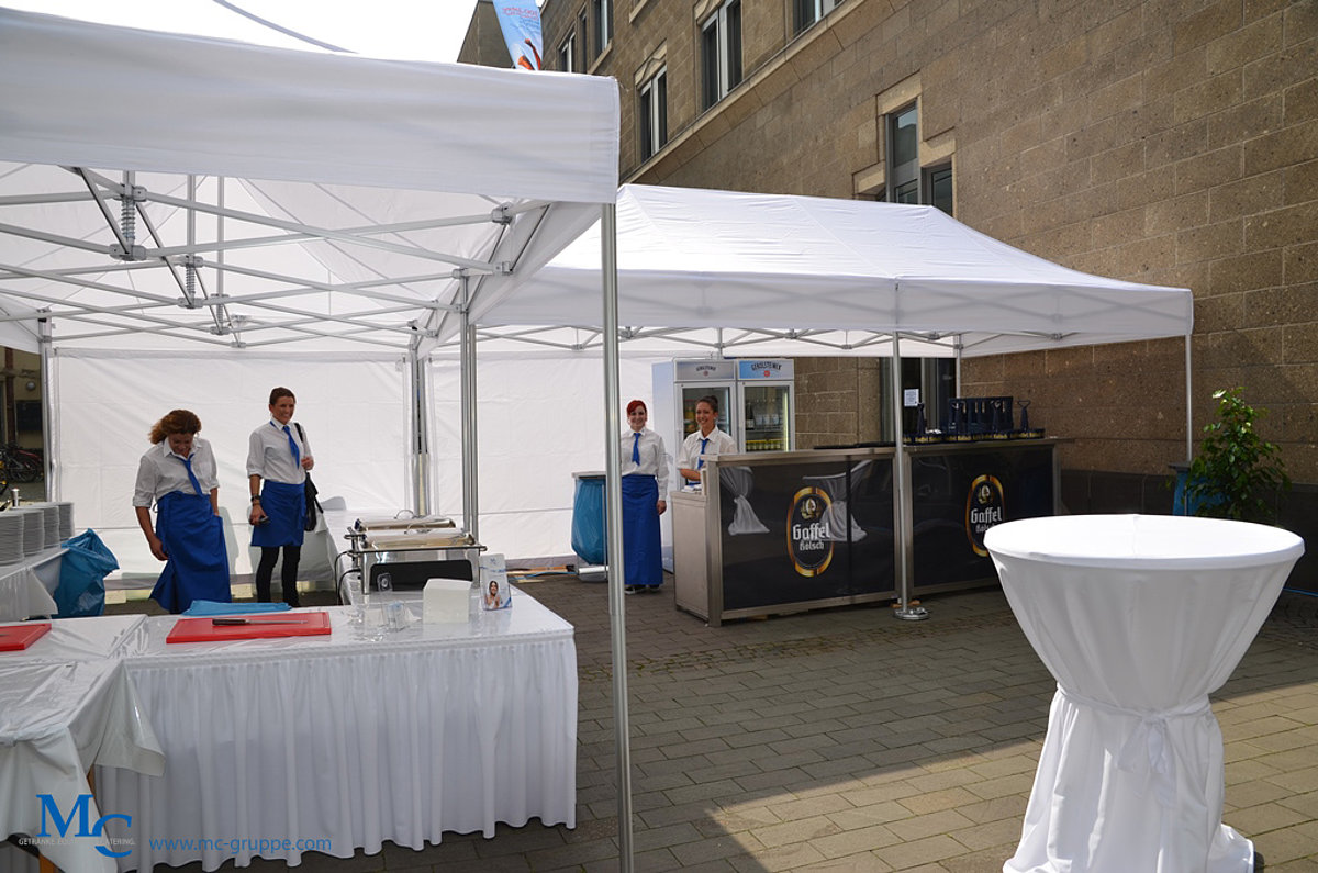 A free-standing catering tent houses the catering.
