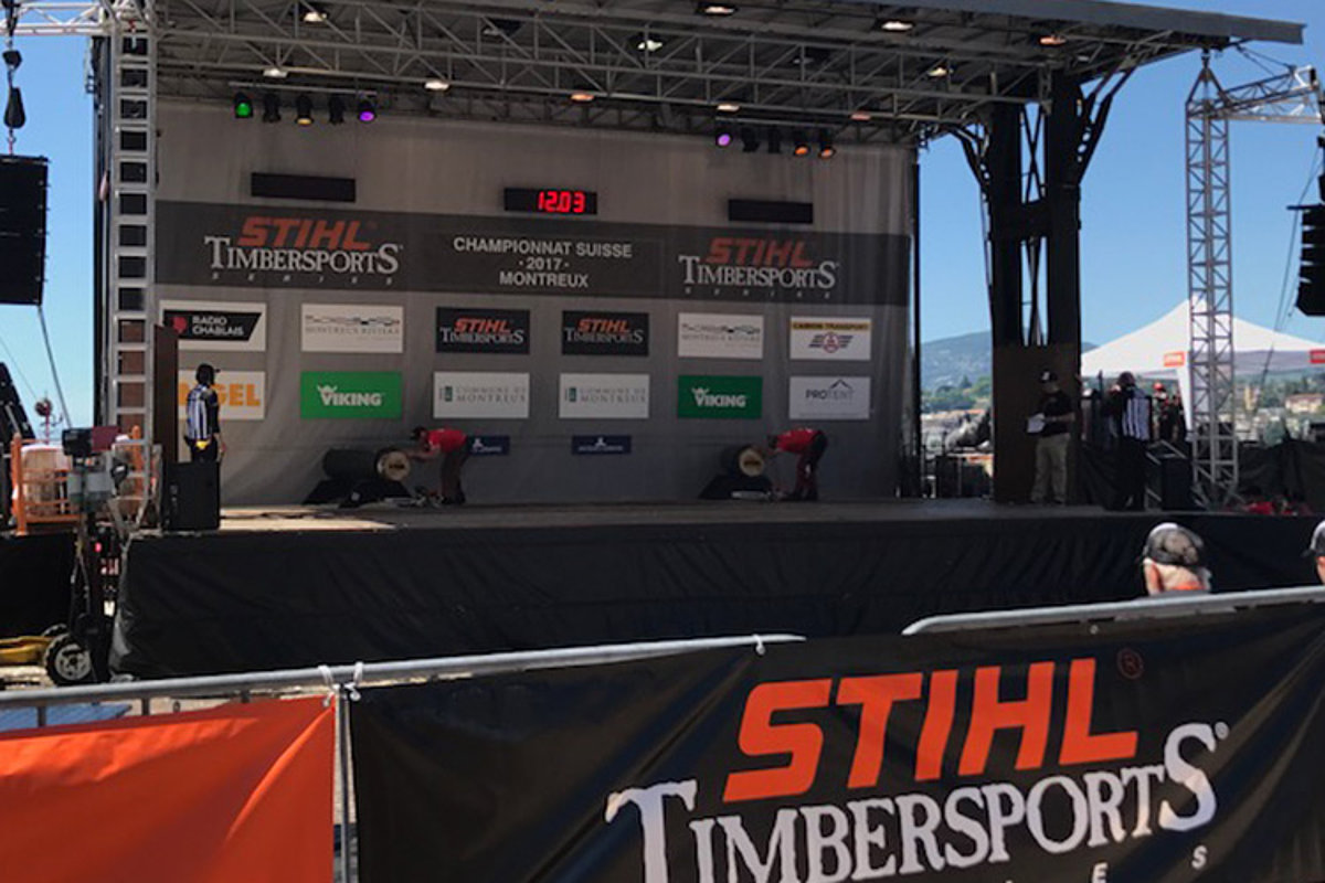 Die Bühne bei den Timbersports-Meisterschaften.