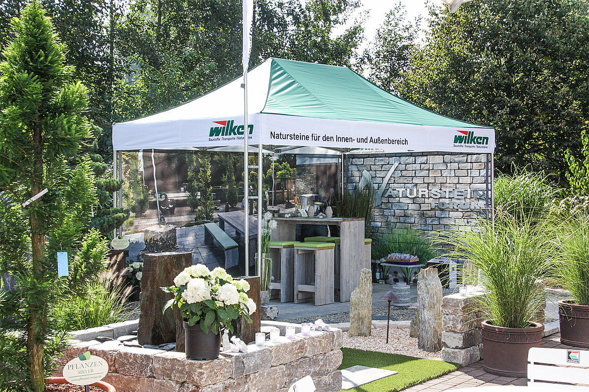 Professional folding pavilion with advertising print