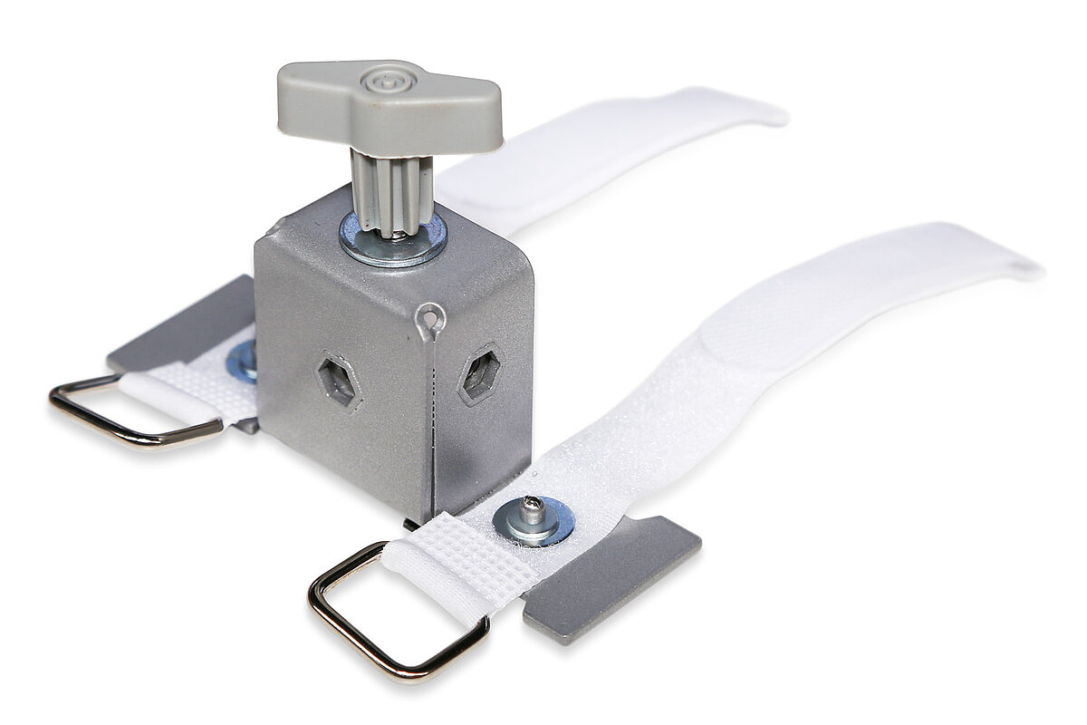 The convenient Velcro fastener allows you to quickly attach accessories to your folding tent. A close-up of the Velcro fastener for Pro-Tent folding tents.